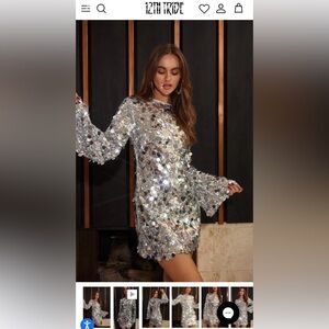 Long Sleeve Sequin Dress